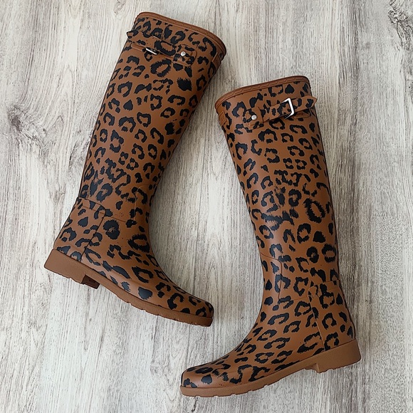 Hunter Shoes - Hunter cheetah print tall rain boots